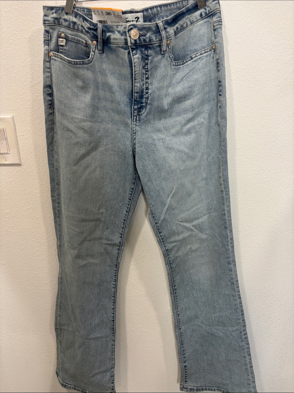 7 for all Mankind brand Light Wash Straight Leg Jeans